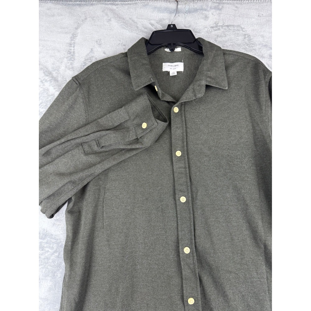 Julian & Mark Large Dress Shirt Mens Olive Green Excellent‎ Stretch Long Sleeve